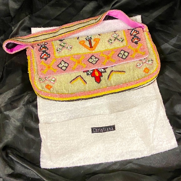 Christiana Handbags - Christiana Designer Beaded Shoulder Bag Clutch